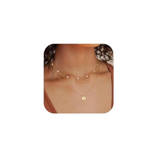 Turandoss Layered Gold Pearl Necklaces for Women