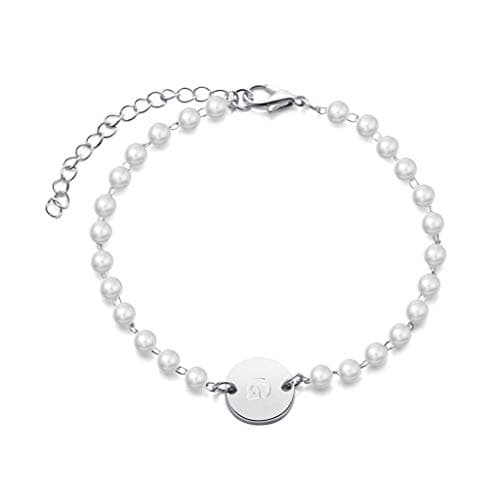 Personalized Initial Pearl Bracelet for Bridesmaids and Sisters