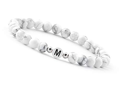 Personalized Partner Bracelet with Howlite Beads for Couples