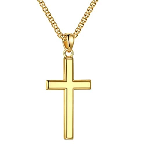 Ursteel 925 Sterling Silver Cross Pendant Necklace for Men and Women - Available in 18K Gold/Silver and Various Chain Lengths