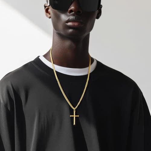 Gold Cross Necklace for Men and Women - Robust 14K Gold Cross Pendant