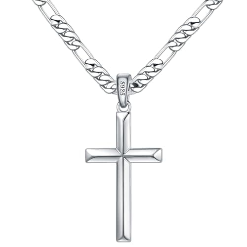 Ursteel S925 Sterling Silver Cross Necklace for Men and Women