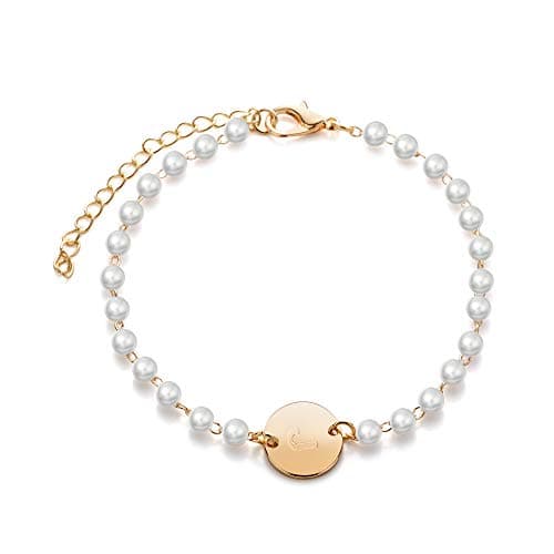 Personalized Initial Pearl Bracelet for Bridesmaids and Sisters