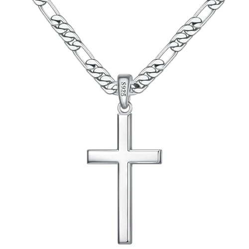 Ursteel 925 Sterling Silver Cross Necklace for Men and Women