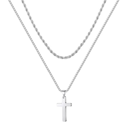 Men's Stainless Steel Cross Pendant Necklace