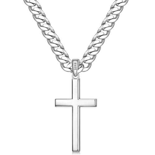 Ursteel 925 Sterling Silver Cross Necklace for Men & Women