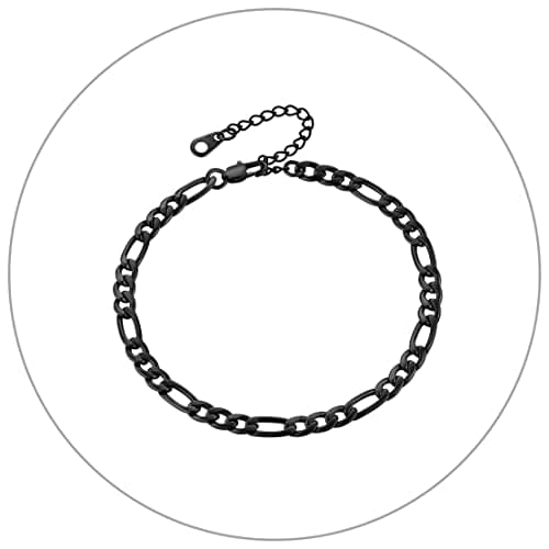 FindChic Stainless Steel Ankle Chain Bracelets, Cuban Curb/Figaro/Box Links, Adjustable Anklet