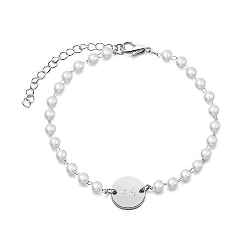 Personalized Initial Pearl Bracelet for Bridesmaids and Sisters