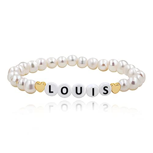 Personalized Name Bracelet with Natural Pearl and Afghan Jade for Women