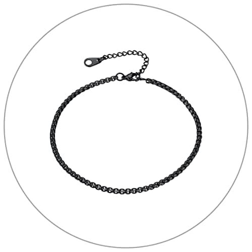 FindChic Stainless Steel Ankle Chain Bracelets, Cuban Curb/Figaro/Box Links, Adjustable Anklet