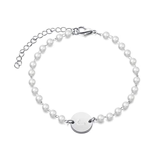 Personalized Initial Pearl Bracelet for Bridesmaids and Sisters