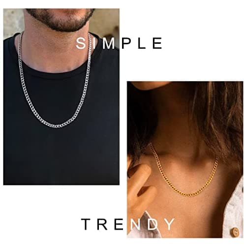 Ursteel 3 Pcs Chain Necklace for Men, Gifts Jewelry
