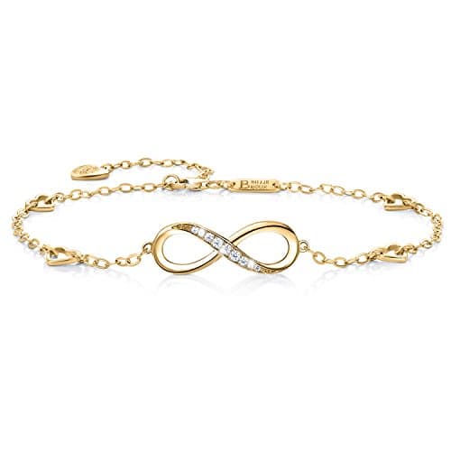 Billie Bijoux Sterling Silver Infinity Anklet Charms Large Adjustable Bracelet