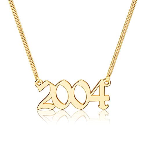 Ursteel Personalized Birth Year Necklace, 18K Gold Plated