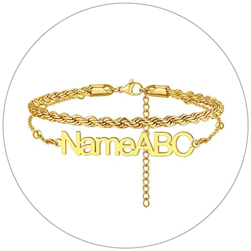 FindChic Stainless Steel Ankle Chain Bracelets, Cuban Curb/Figaro/Box Links, Adjustable Anklet