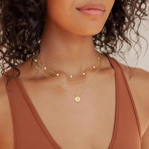 Turandoss Layered Gold Pearl Necklaces for Women