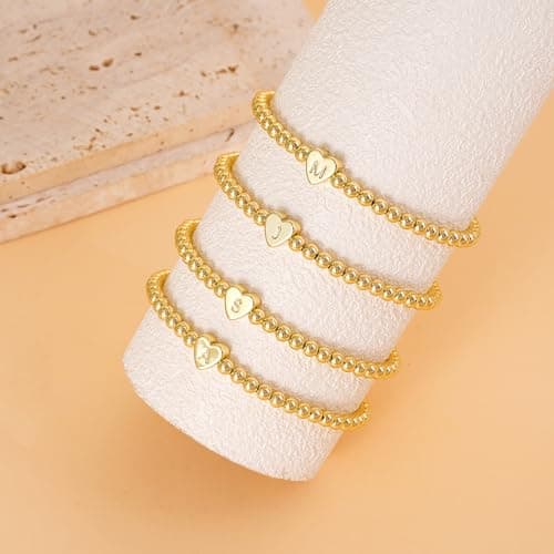 Personalized Name Bracelet - MARYLAX Gold Beaded Bracelets for Women