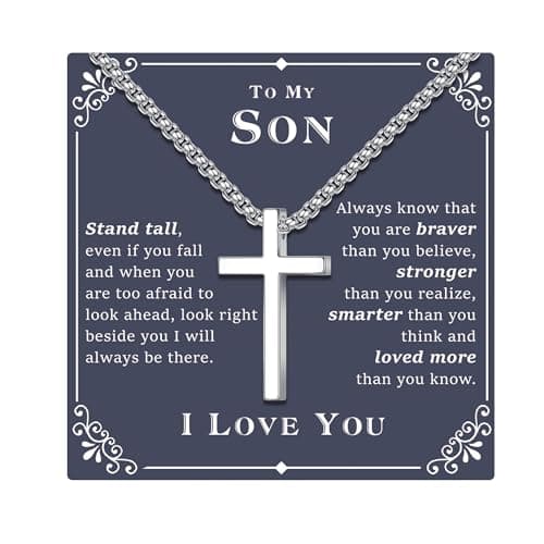 18K White Gold Plated Stainless Steel Cross Necklace for Men and Women