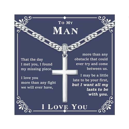 Ursteel 925 Sterling Silver Cross Necklace for Men and Women