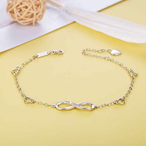Billie Bijoux Sterling Silver Infinity Anklet Charms Large Adjustable Bracelet