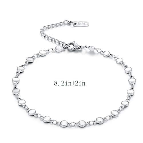 Hoduar Women's Adjustable Stainless Steel Ankle Bracelet Set
