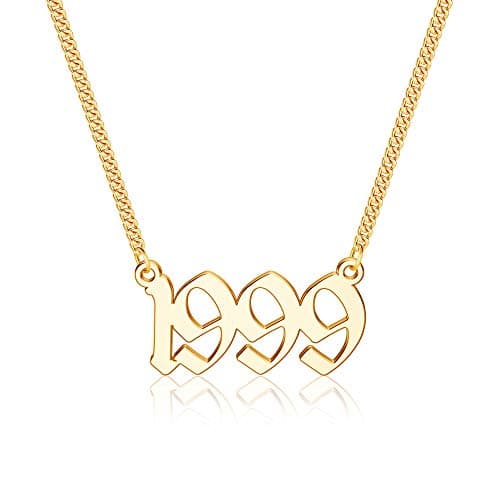 Ursteel Personalized Birth Year Necklace, 18K Gold Plated