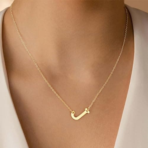 Ursteel Dainty 14K Gold Plated Letter Necklaces for Women