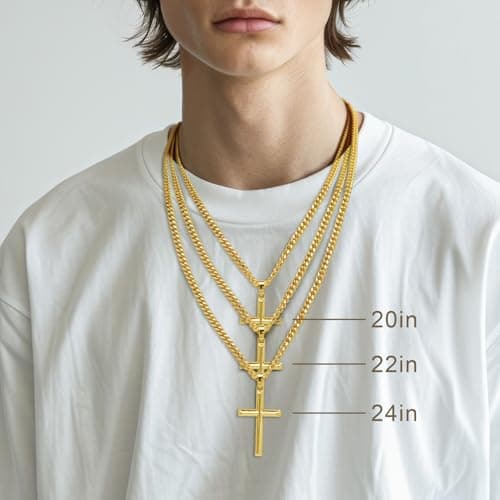 Gold Cross Necklace for Men and Women - Robust 14K Gold Cross Pendant