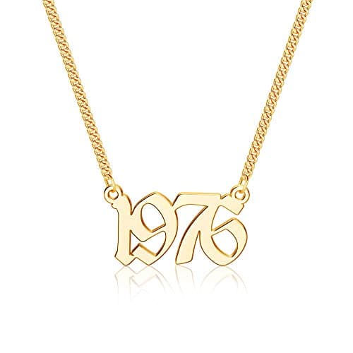 Ursteel Personalized Birth Year Necklace, 18K Gold Plated