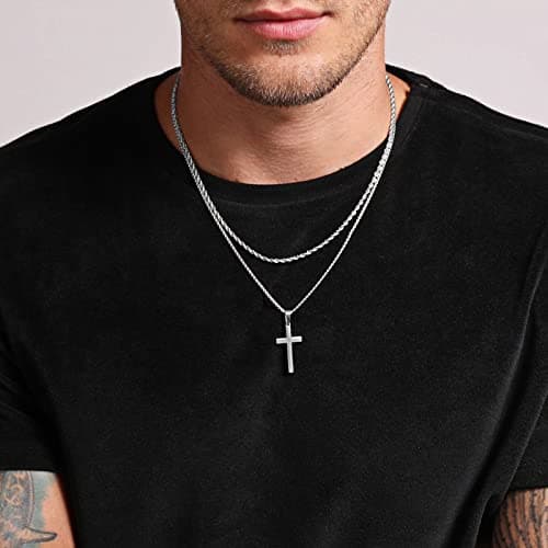 Men's Stainless Steel Cross Pendant Necklace
