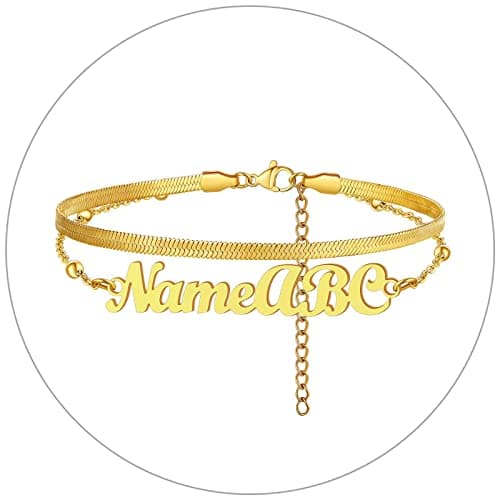 FindChic Stainless Steel Ankle Chain Bracelets, Cuban Curb/Figaro/Box Links, Adjustable Anklet