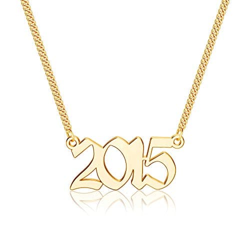 Ursteel Personalized Birth Year Necklace, 18K Gold Plated
