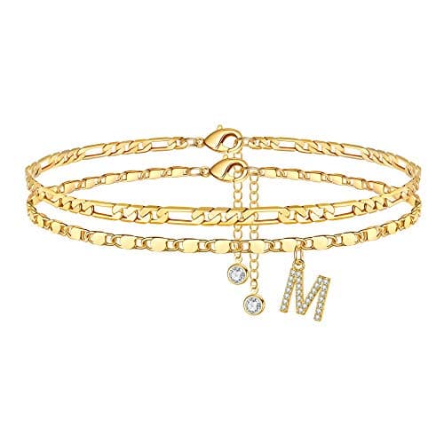 Dainty Gold Plated Ankle Bracelets Set for Women