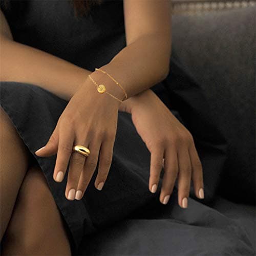 Personalized Layered Coin Letter Bracelet for Women