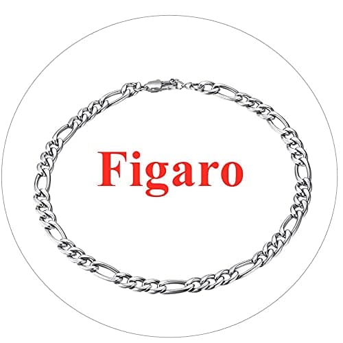 FindChic Stainless Steel Ankle Chain Bracelets, Cuban Curb/Figaro/Box Links, Adjustable Anklet