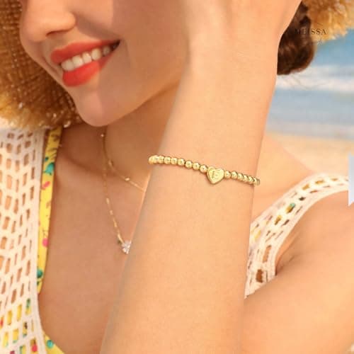 Personalized Name Bracelet - MARYLAX Gold Beaded Bracelets for Women