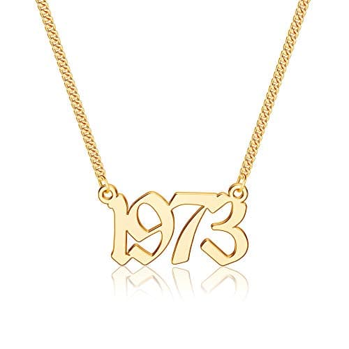 Ursteel Personalized Birth Year Necklace, 18K Gold Plated