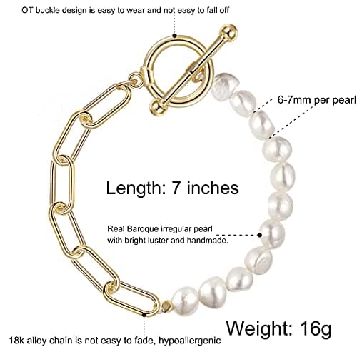 Cowlyn Paperclip Pearl Bracelet for Women