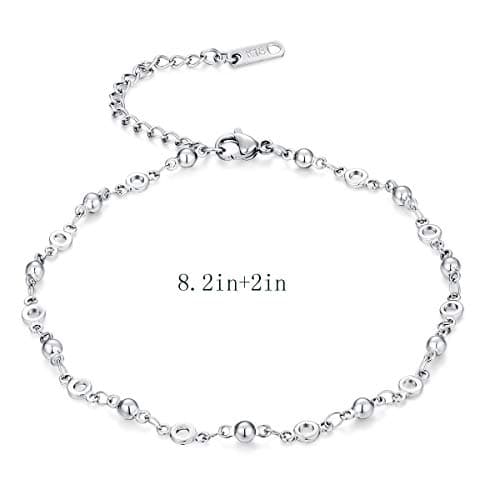 Hoduar Women's Adjustable Stainless Steel Ankle Bracelet Set