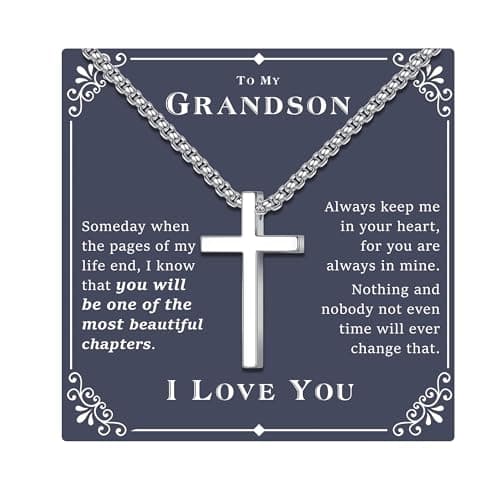 18K White Gold Plated Stainless Steel Cross Necklace for Men and Women