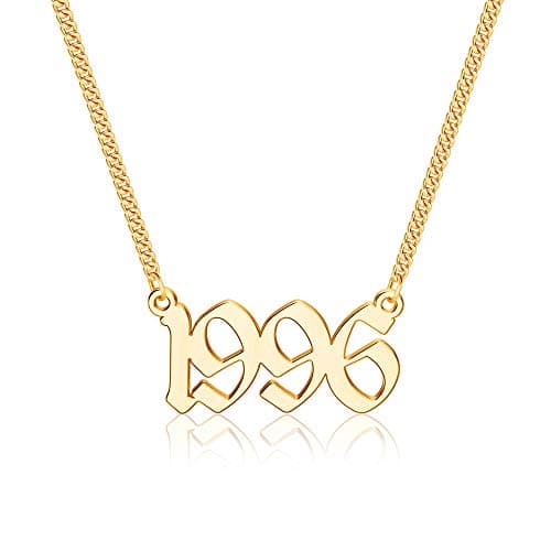 Ursteel Personalized Birth Year Necklace, 18K Gold Plated