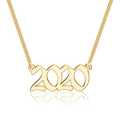Ursteel Personalized Birth Year Necklace, 18K Gold Plated