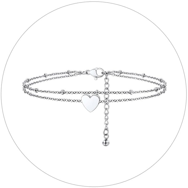 FindChic Stainless Steel Ankle Chain Bracelets, Cuban Curb/Figaro/Box Links, Adjustable Anklet