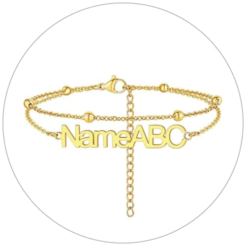 FindChic Stainless Steel Ankle Chain Bracelets, Cuban Curb/Figaro/Box Links, Adjustable Anklet
