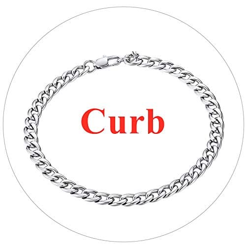 FindChic Stainless Steel Ankle Chain Bracelets, Cuban Curb/Figaro/Box Links, Adjustable Anklet