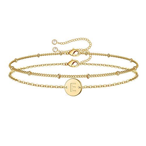 Personalized Initial 14K Gold Filled Beaded Bracelet for Women