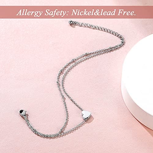 FindChic Stainless Steel Ankle Chain Bracelets, Cuban Curb/Figaro/Box Links, Adjustable Anklet