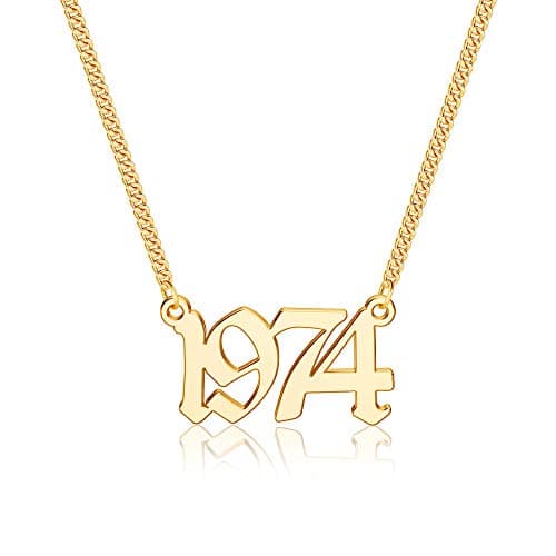 Ursteel Personalized Birth Year Necklace, 18K Gold Plated