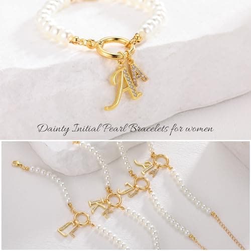 Dainty Gold Pearl Bracelets for Women, Mothers, Bridesmaids