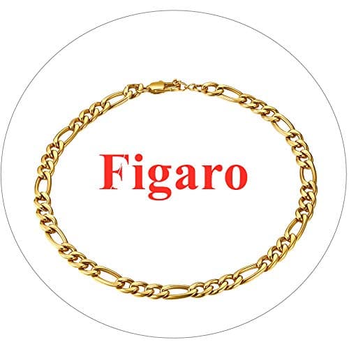 FindChic Stainless Steel Ankle Chain Bracelets, Cuban Curb/Figaro/Box Links, Adjustable Anklet